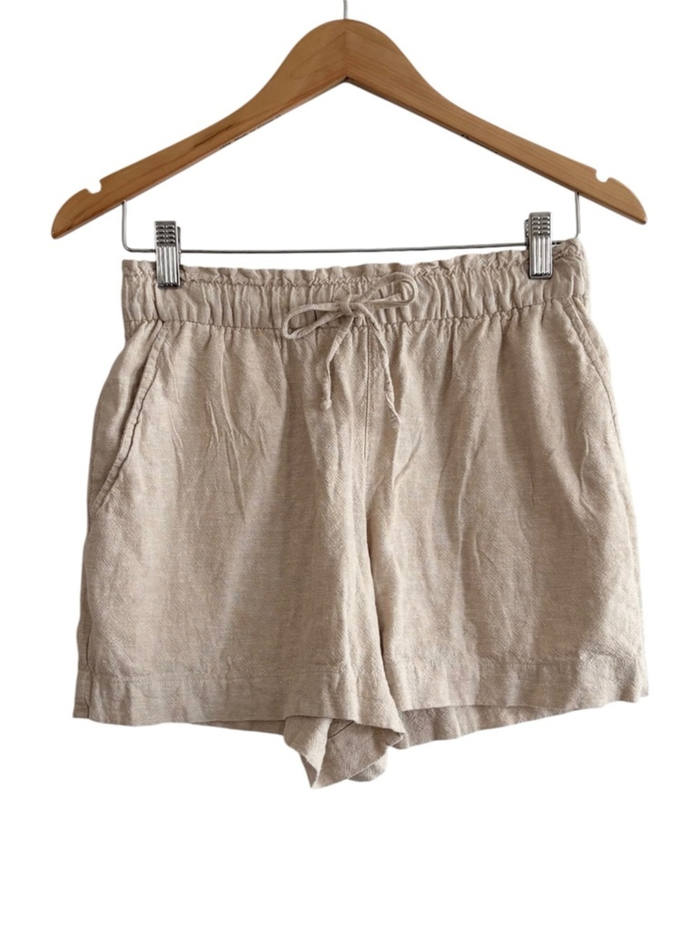 GAP High-Waist Drawstring Linen Blend Relaxed Shorts